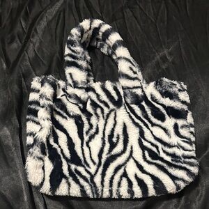 Urban Outfitters Black and White Faux Fur Tote